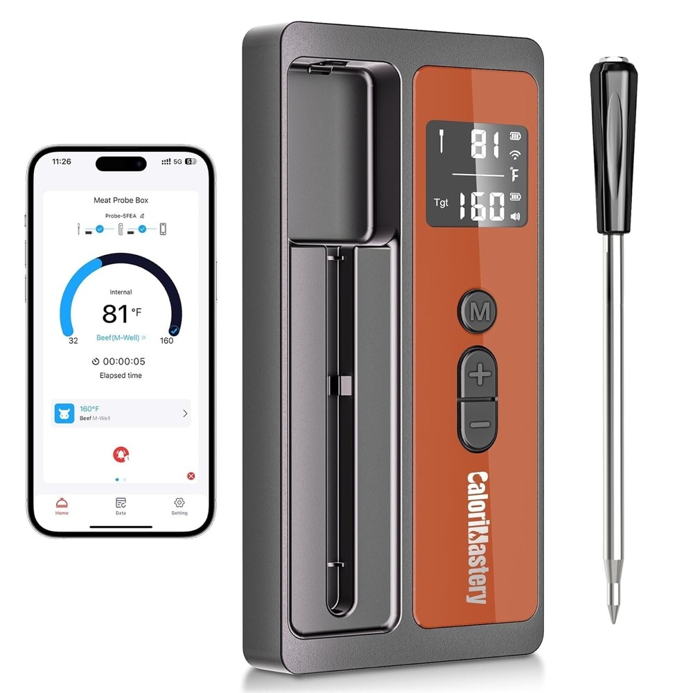 Bluetooth Meat Thermometer 500FT Wireless Probe for BBQ Smoker Grill Oven